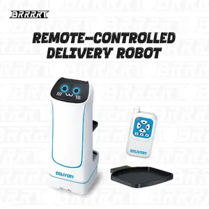 BRRRRT Remote-controlled delivery robot with sound effects and lighting system, featuring omnidirectional navigation and built-in shelves. Holds 350ml canned beverages on dual-tier shelves. Suitable for adults and children. Ideal Christmas gift for kids.