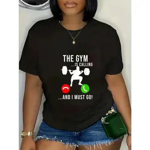 100% Cotton Gym Is Calling Workout Fitness Bodybuilding Weight Lifting T-Shirt