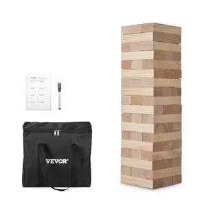 【Summervibes】VEVOR Tumbling Timber Toy,  54 Blocks Medium Tumble Tower Blocks Game, Pine Wood Tumbling Tower Game with Carry Bag and Scoreboard, Wooden Stacking Game, Tumble Tower Family Games for Indoor/Outdoor