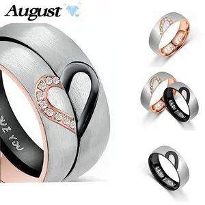 Couple rings, love engagement cubic zirconia rings, two-piece set, perfect gift for your significant other on Valentine's Day with exquisite packaging