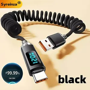 120w Super Flash Charge Data Cable, Digital Display, Voltage Fluctuation Indicator, USB-C, 3.3ft-6.6ft, Durable Braided, Car Fast Charging