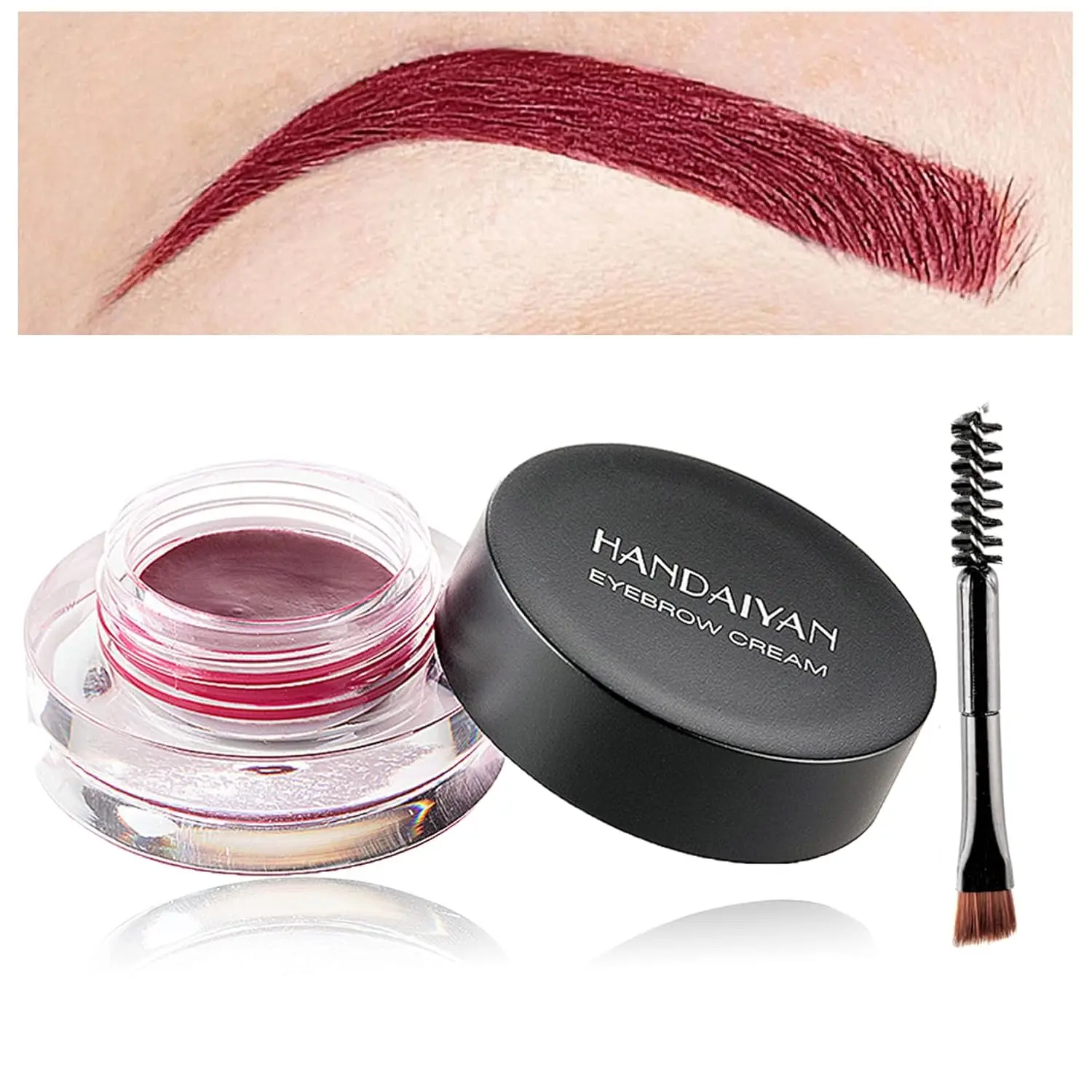 Longwear Waterproof Eyebrow Paste - Eyebrow Makeup Products with Delicate Smooth Natural Finish, Included Brush, Wine Shade, Long-Lasting, Eyebrow Products, Apply Brush