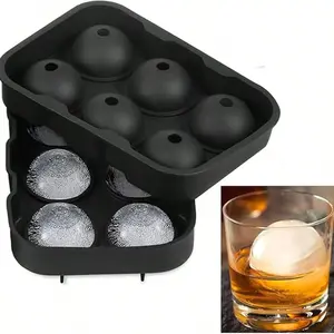 6-Grid Silicone Round Ice Cube Tray, Large Ice Maker for Whiskey, Cocktails & Homemade Drinks, Slow-Melting Design Keeps Drinks Chilled Longer, Easy Release Flexible Ice Mold, Perfect for Home Kitchen, Bar & Party Use, Must-Have Kitchen Gadget Spherical I