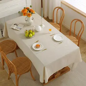 100% Polyester Tablecloth, Kitchen, Restaurant, Party, Holiday Table Decoration, Solid Color Tabletop Cover, Natural Fabric