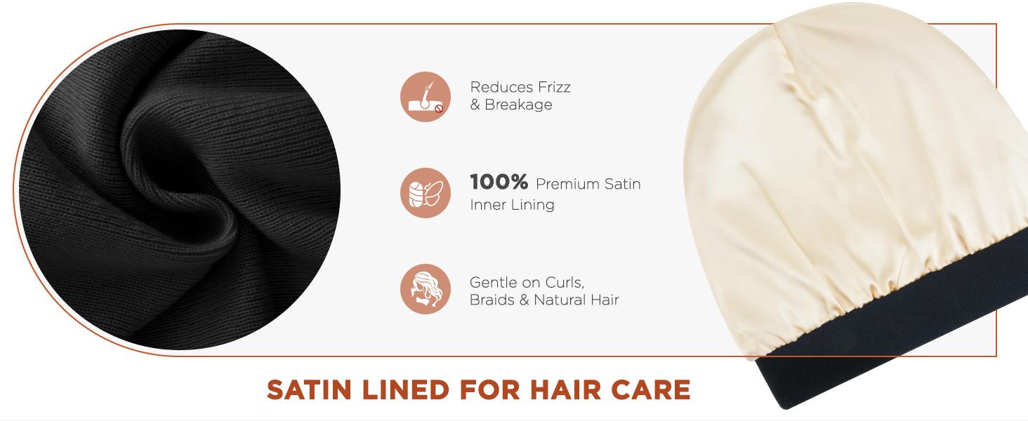 Satin Lined Winter Hat Winter Beanie Hats for Women Men Unisex, Soft Warm Knitted Cuffed Slouchy Beanie, Solid Color Casual Knit Hat, Fashion Slouchy Skull Cap for Fall & Winter Accessories