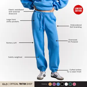 GLO Kingdom Essential Joggers | Christian Streetwear Joggers, Oversized Fit Sweatpants, Heavyweight 360GSM Cotton Fleece,Unisex Outfit