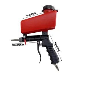 Red Sandblaster, Pneumatic Sandblaster, Small Handheld Portable Sandblaster for Home Use, Metal Rust Removal and Restoration Tool gravity feed Cordless Copper Motor Paint Sprayer gun adjustable nozzle pistolade pintar