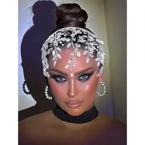 Women's Hairband with Sparkling Rhinestones, Elegant Bridal Hairstyle Decoration, Handmade Geometric Party Headpiece