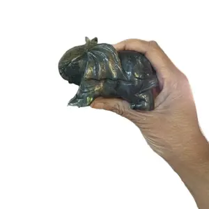 Labradorite Elephant Crystal Home Ornament for Strength Patience Wisdom Good Fortune and Protection Spiritual Clarity and Transformation