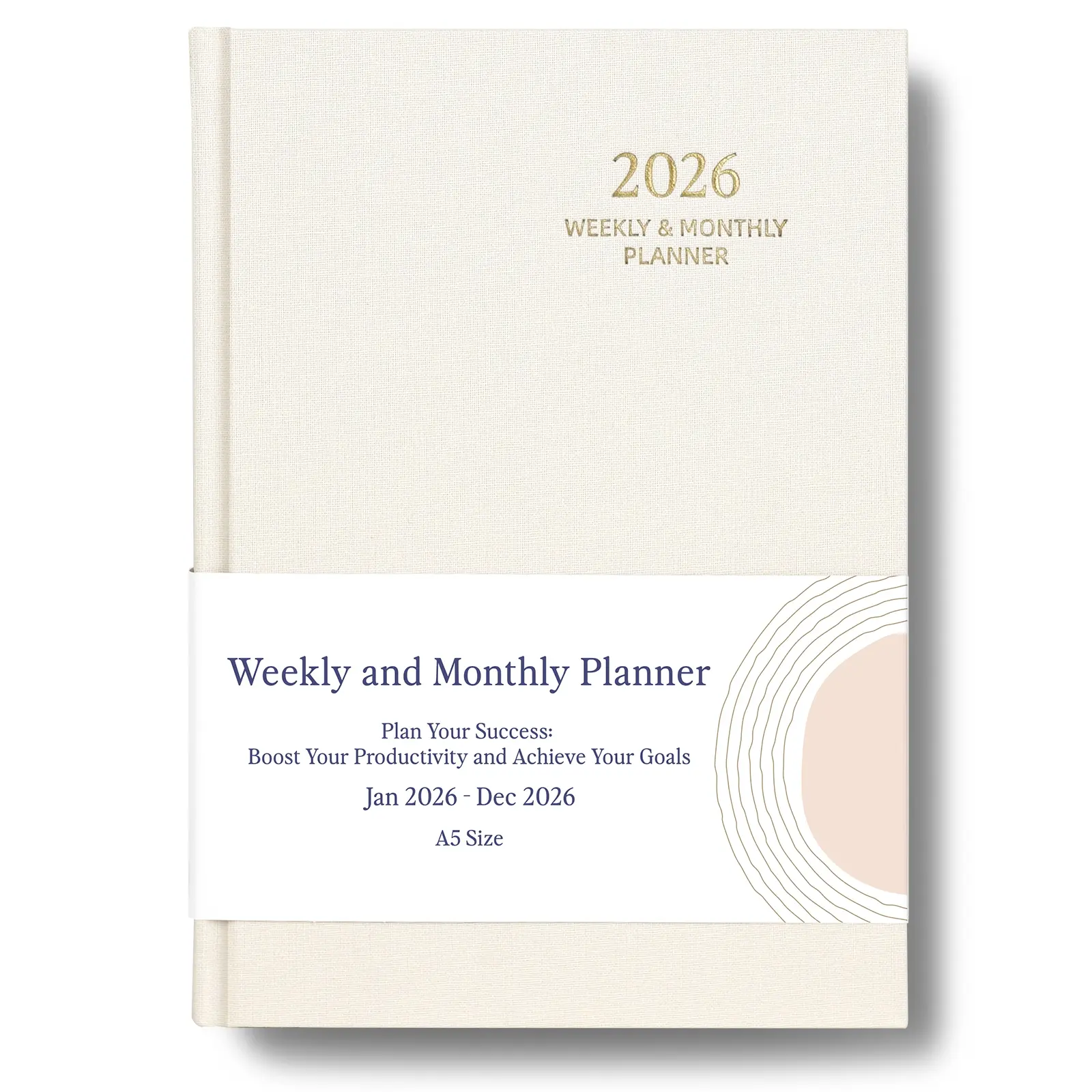 2026 Planner - Weekly and Monthly Productivity Planner Calendar, Jan 2026 - Dec 2026, Linen Hardcover Planning Agenda book with Tabs, Aesthetic, Academic, Office Organizer, Perfect for Office Home School Supplies