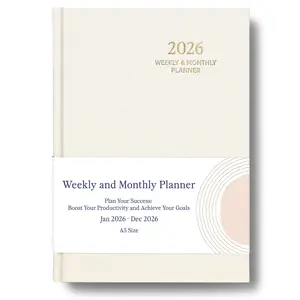 2026 Planner - Weekly and Monthly Productivity Planner, Jan 2026 - Dec 2026, Linen Hardcover Planning Agenda book with Tabs, Aesthetic, Academic, Perfect for Office Home School Supplies