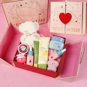 Fruit Themed Skin Care Gift Box, Spa Gift Set, Moisturizing Set, 1 Box Moisturizing Skin Care Kit, Including Facial Cleanser, Eye Cream, Facial Serum, Face Cream, Bear Towel, Scraper, Brush