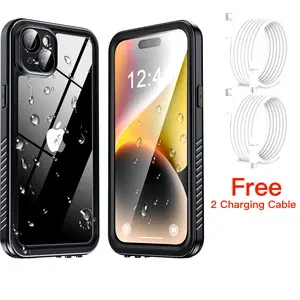 ANTSHARE for iPhone 15 Case, Waterproof Built-in Screen & Lens Protector [14 FT Military Drop Proof] [Shockproof] [Dust-proof] [IP68 Underwater] Phone Case for iPhone 15 All Models -Black Accessories Cover Protection Protective Smartphone Casing