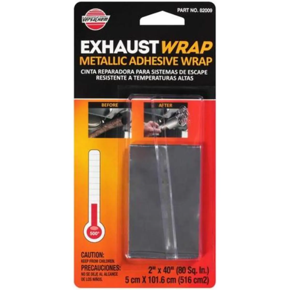 Permatex P13-82009 VC Heavy Duty Silver Rectangular Self-Adhesive Aluminum Foil Tape - High-Temp Bonding, Exhaust System/High-Temp Surface Use, Fume Sealing, Noise Reduction, 2 Preglued Non-Paste Rolls x 40 in., Easy Application