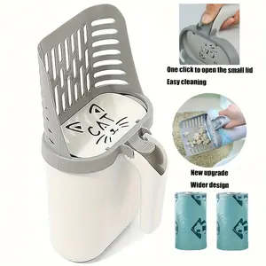 Cat Litter Scoop Set with Stand, Cat Litter Box Scoop, Cat Poop Scoop, Dog Accessories, Complete Pet Grooming Kit, Cleaning