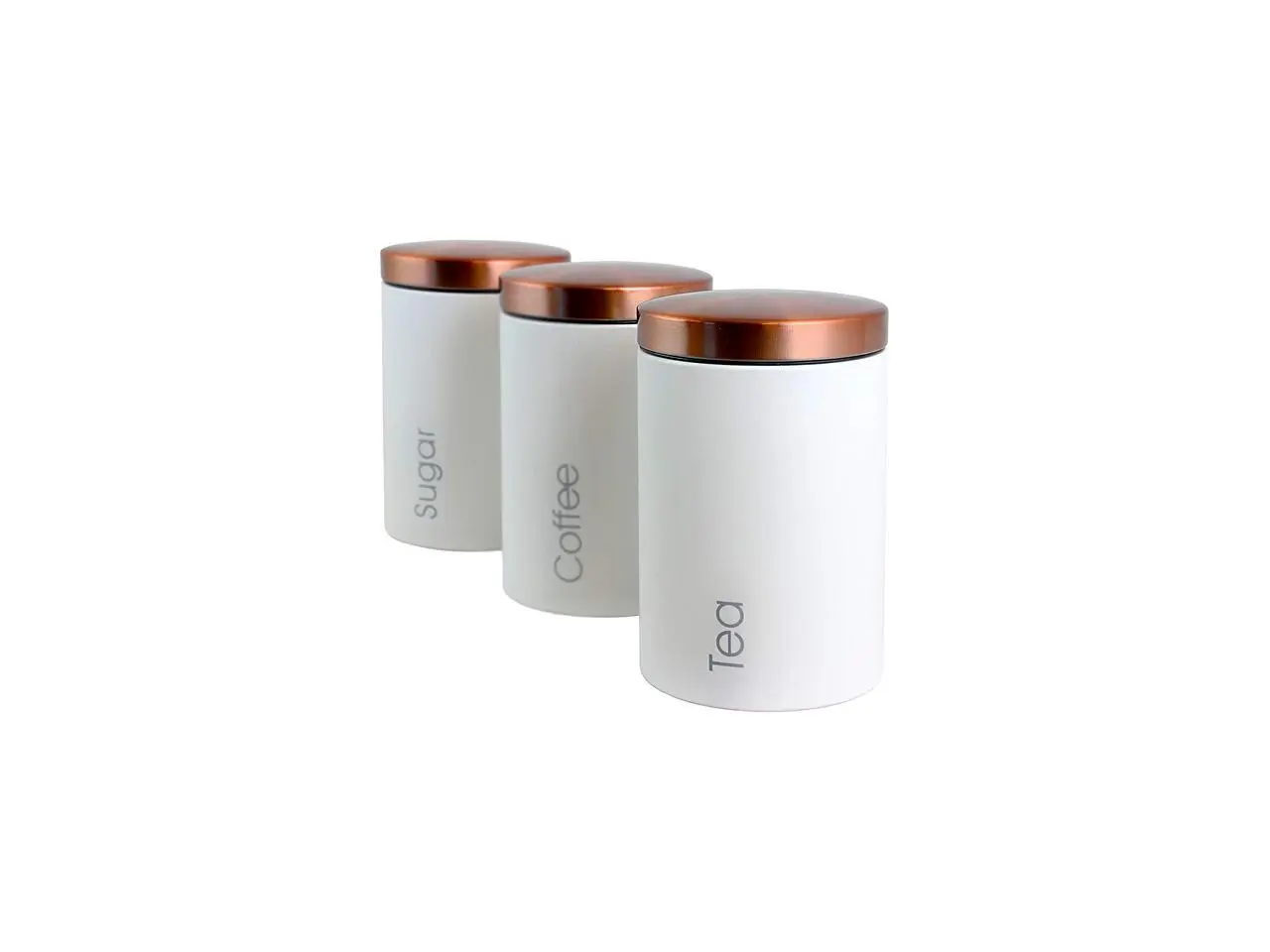 Mega Chef Essential Kitchen Storage 3 Piece Sugar, Coffee and Tea Canister Set in Matte White