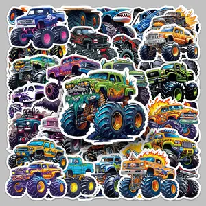 50pieces monster truck personality cartoon vehicle sticker car scooter storage box creative trend sticker Car Stickers Truck Decals Sticker For Cars