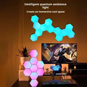 Smart Hexagonal LED Light with Music Sync & APP Control RGBIC Color-Changing USB Power Supply for Game Room Decoration Quantum Atmosphere