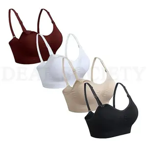 4 Pack Medium Push up Seamless Nursing Bra for Breastfeeding and Maternity