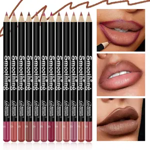 Long Lasting Matte Lip Liner, 12pcs/box Lip Liner Set Waterproof Easy Coloring Lipliner, Girls and Women Makeup Accessories for All Occasions Lip Makeup, Lip Liner Pencils