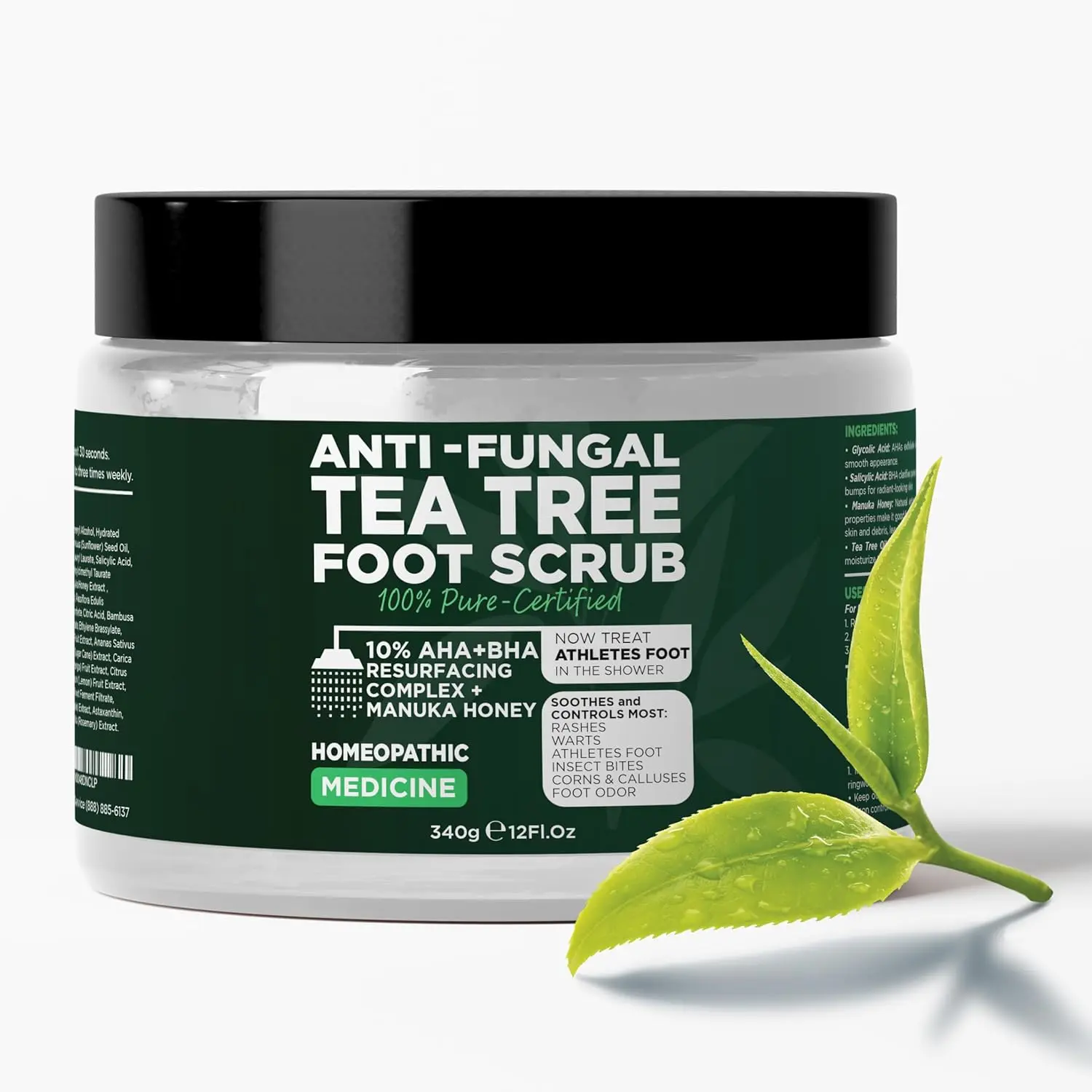 Foot Scrub with Tea Tree Oil – Callus Remover for Feet | Exfoliating Foot Scrub with Salicylic & Glycolic Acid for Dead Skin, Foot Odor, Corns & Rough Heels