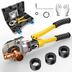 Hydraulic Crimping Tool - 360° Rotate, Copper Press Tool for Narrow Space & Tee Fitting, 1/2", 3/4", 1" Plumbing, One-Click Open, Hydraulically Driven Heavy Duty Hardware
