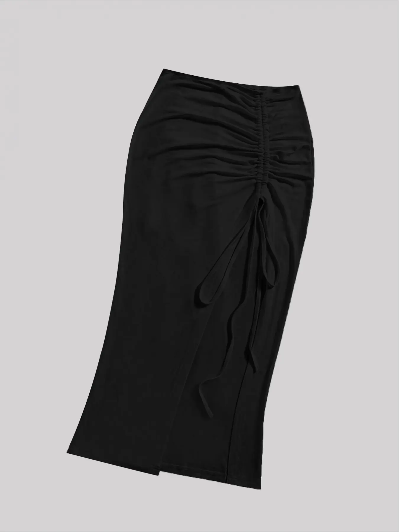 European and American elegant and versatile Fitted diagonal slit drawstring women's skirt Minimalist