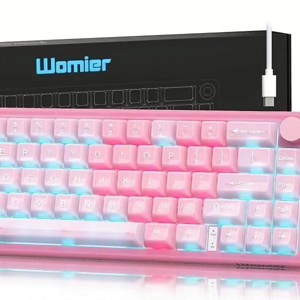 Womier VK66 PRO 60% Wired Gaming Keyboard, QMK/VIA Creamy Mechanical, Hot Swappable Gasket Mount RGB, with Translucent Keycaps, Keyboards for Gaming, Windows/Linux/Macos