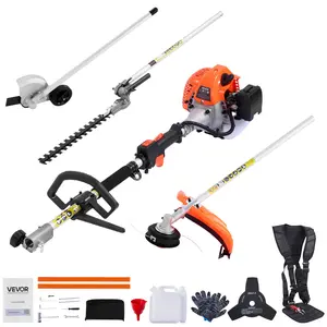 VEVOR Gas Hedge Trimmer,  , 2 Cycle Gas Power Handheld Hedge Trimmer, 4-in-1 26cc Weed Eater with Protective Gear Set, Includes Hedge and String Trimmer, Edger, Brush Cutter, for Trimming Shrubs & Bushes