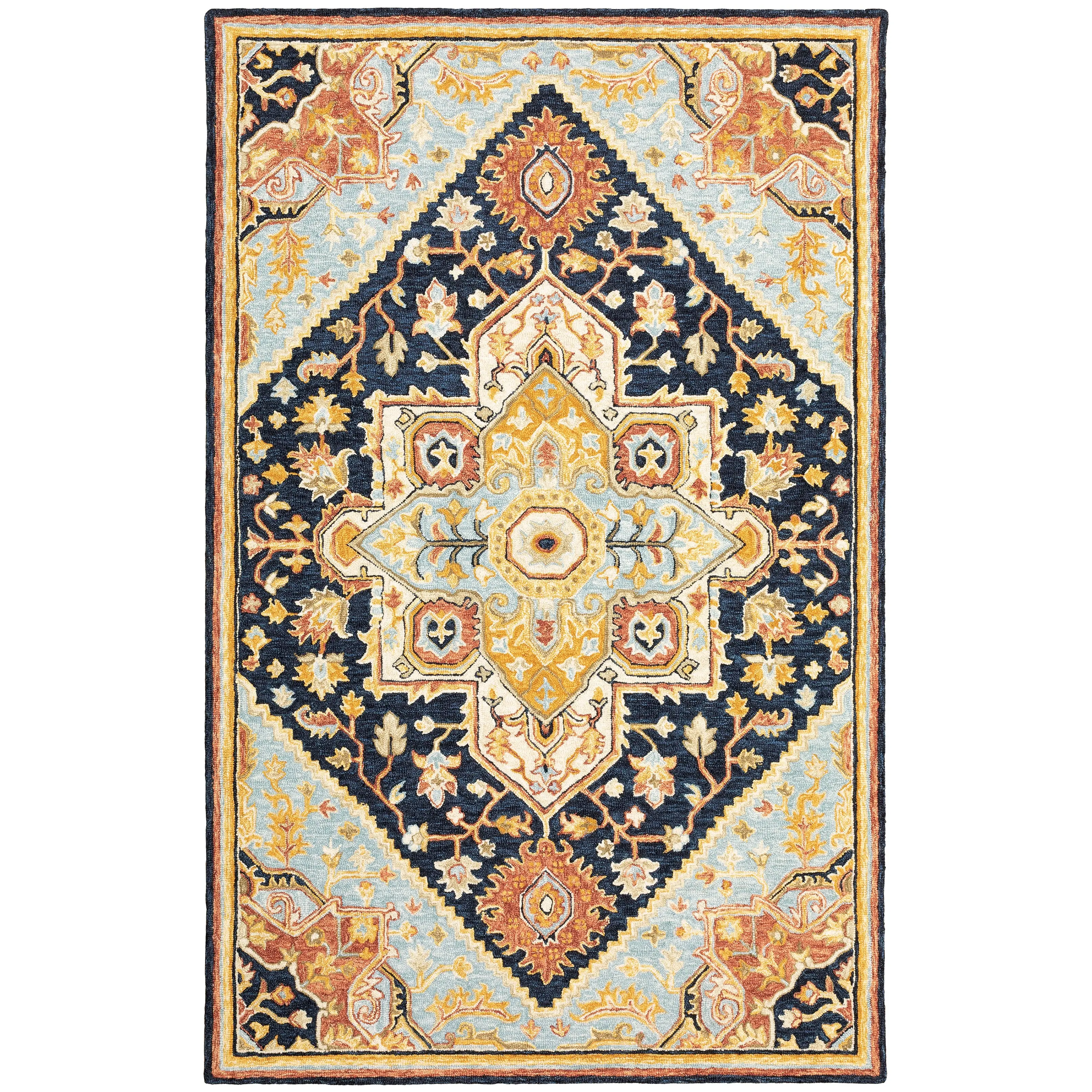 Oriental Weavers Alfresco 28408 Navy Rust Traditional Hand-tufted Rugs