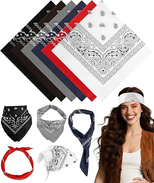 6 Pack Bandanas for Women Men, Paisley Pattern Bandana Handkerchiefs Outdoor Multi-Purpose Cowboy 100% Polyester
