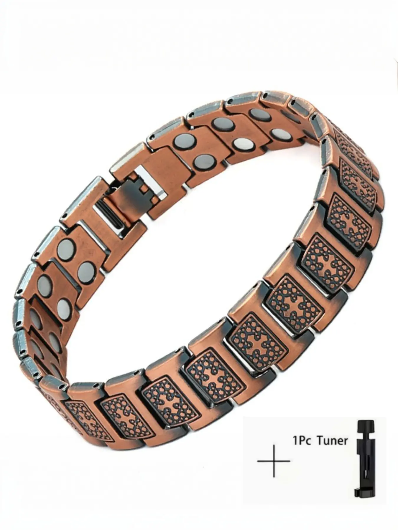 This men's bracelet features a cross design, powerful magnets, adjustable links, and comes with an adjustment tool, Adjustable Bangle