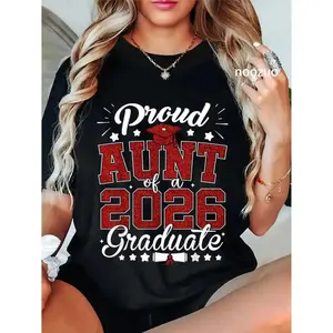Graphic T-shirt Proud Aunt of a 2026 Graduate Senior Graduation T-Shirt|   TikTok viral tee, graduation gift shirt, family celebration outfit, casual everyday wear, unisex streetwear, gift idea