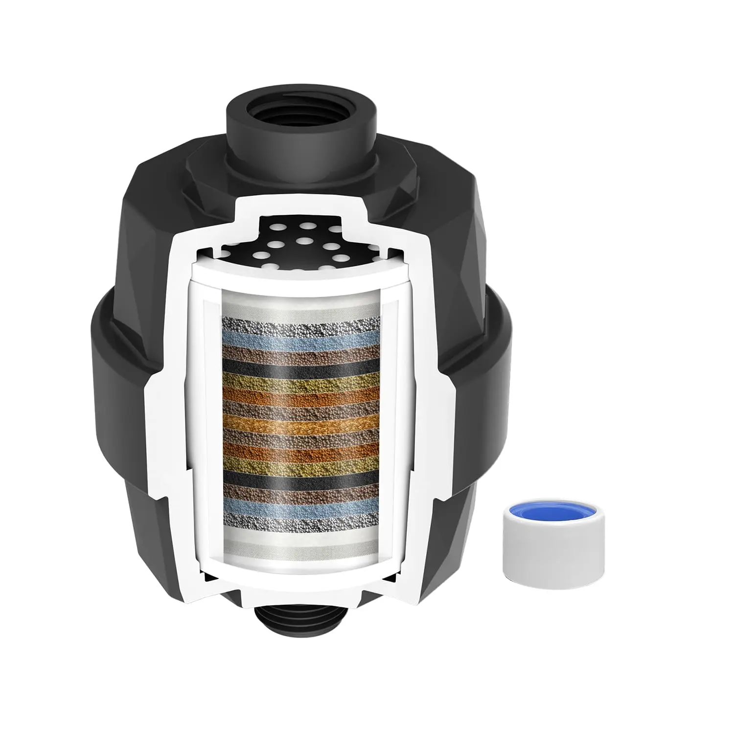 Hibbent Shower Filter for Hard Water, High Output Shower Head Filter to Remove Chlorine and Fluoride, 20 Stage Showerhead Filter with Vitamin C, Reduces Dry Itchy Skin, and Eczema, Matte Black Universal Showerhead,home essentials
