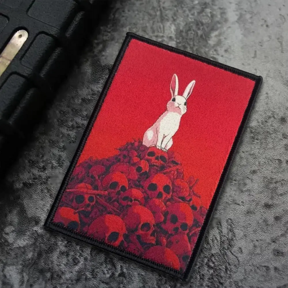 Rabbit Skull Tactical Patch Design Funny Hook&Loop Patches Military Morale Badge Army Armband Backpack Stickers Embroidery Patch