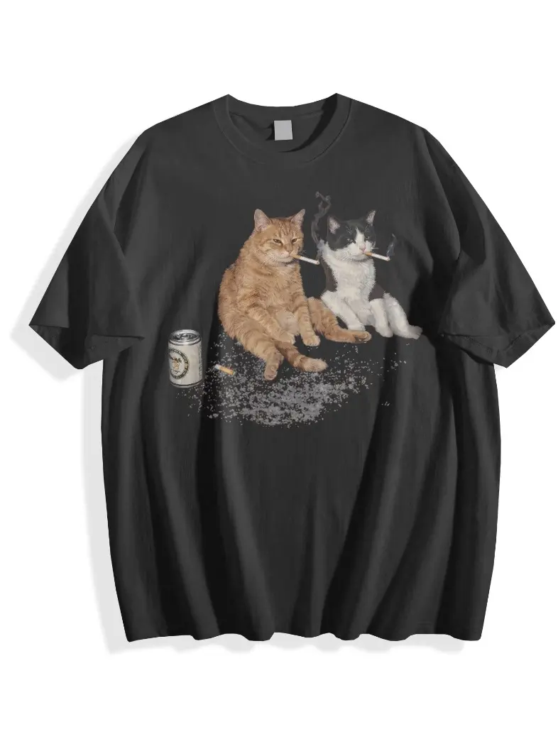 Gildan Men's Women's T-shirt, Cat Sad, Funny Cat Couple, Valentine's Day, Gifts Shirt, Unisex Vintage Graphic Tees Gothic Grunge Y2k Emo Scene Amity Affliction Style Clothes Men Women Streetwear