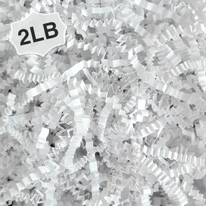 2LB Crinkle Cut Paper Shred Filler for Bag  Box Basket Confetti Paper Shreded Stuffing Decoration for Valentine's Day Holiday Party(White)