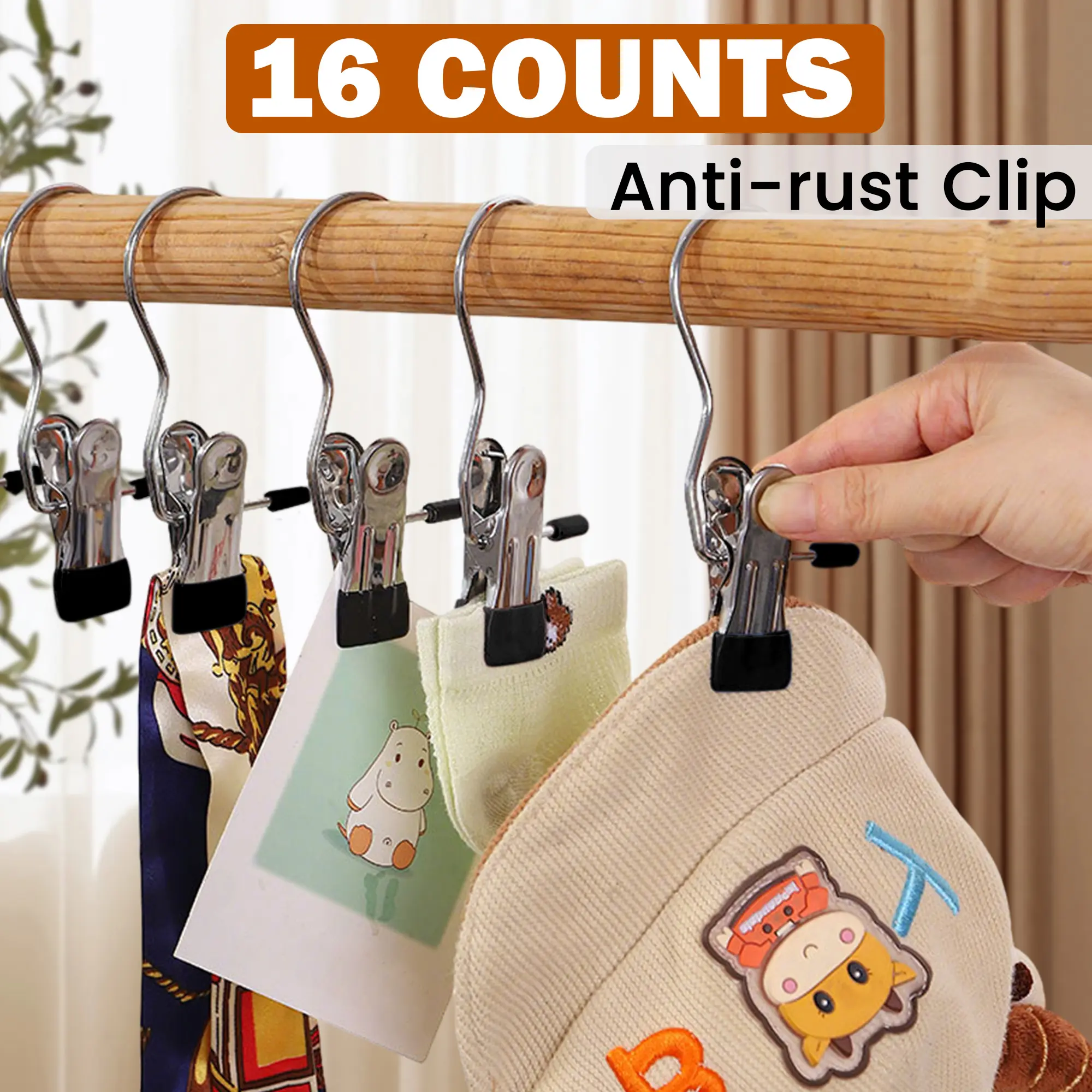 16 Counts Boot Hangers Clips, Premium Hooks Hanging Clips, Heavy Duty Closet Hanger Organizer for Home Travel , Durable Hooks for Scarves Belts Ties Storage