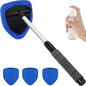 Windshield Cleaning Tool Set, Microfiber Car Window Cleaner Towel, Reusable & Washable Pads, Extendable Handle, Multiple Colors, Car Cleaning Supplies