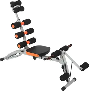 Adjustable Multi-Functional Ab Bench with Resistance Bands for Core & Full Body Workout – Collapsible Sit-Up Bench, Compact Home Gym Fitness Equipment