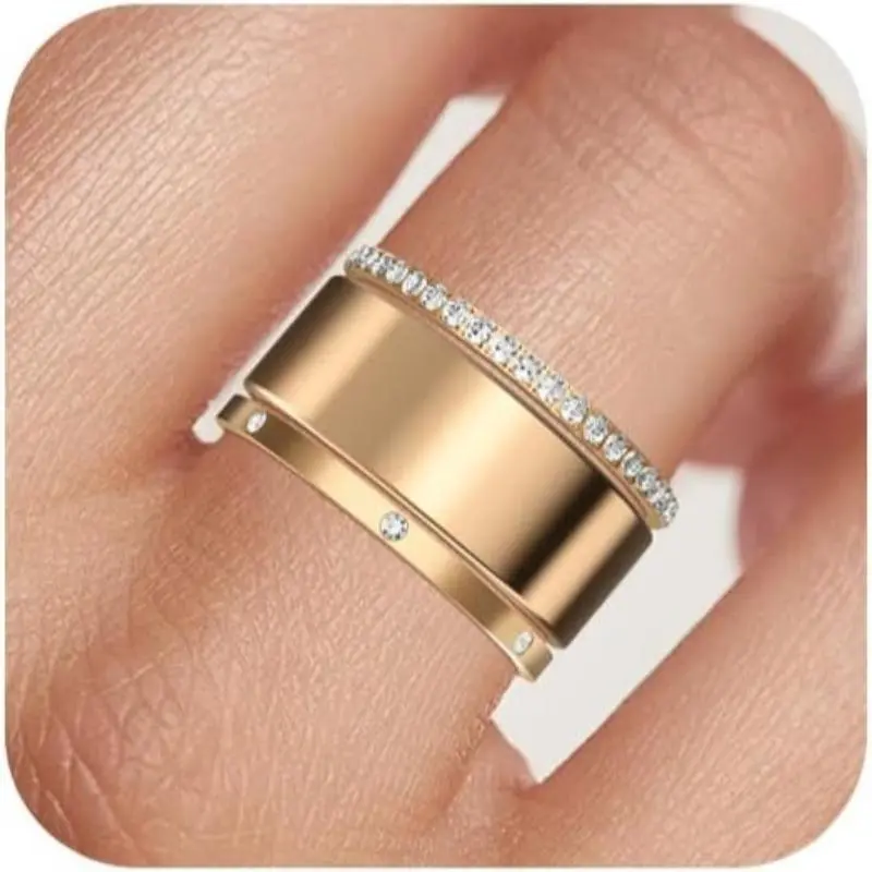 Women's 3-Pack 14K Gold Plated Ring Stack - CZ Diamond-Like Bands, Elegant Layering Accessories for Sizes 5-10, Diamond-Like Band Rings Stackable Rings Sparkling Rings
