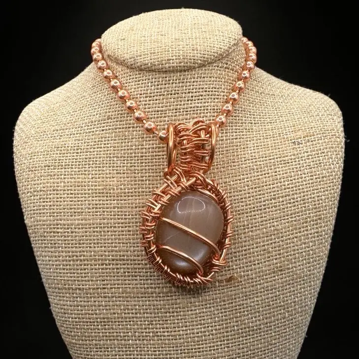 Juma CopperKing Gemstone Peach Moonstone 24” Copper Necklace
