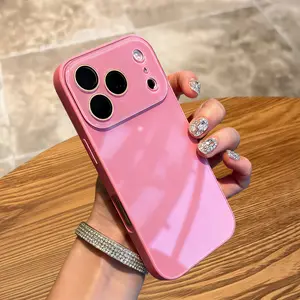 Candy Macaron Series – Skin-Feel Crystal Clear Case for iPhone 17, 16, 15, 14, 13 Pro Max – Soft TPU Bumper + Hard PC Back – Full Lens Coverage – Cute, Minimalist, Pink & White