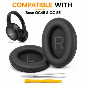 Earpads, Bose QuietComfort 45 (QC45)/QuietComfort SE (QC SE)/New QuietComfort Wireless Over Ear Headphones, Earpads Cushions with Softer Leather and Thicker Memory Foam