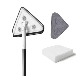 Triangle Cleaning Mop with Microfiber & Disposable Pads, 360° Rotatable Head for Corners & Ceilings, All-Purpose Cleaning Tool