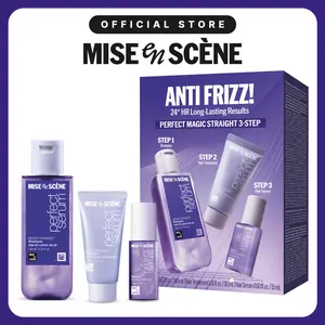 Perfect Magic Straight Starter Bundle | Mise En Scène | Trial-Size Hair Serum+Shampoo+Treatment | for Sleek & Straight Hair Styling