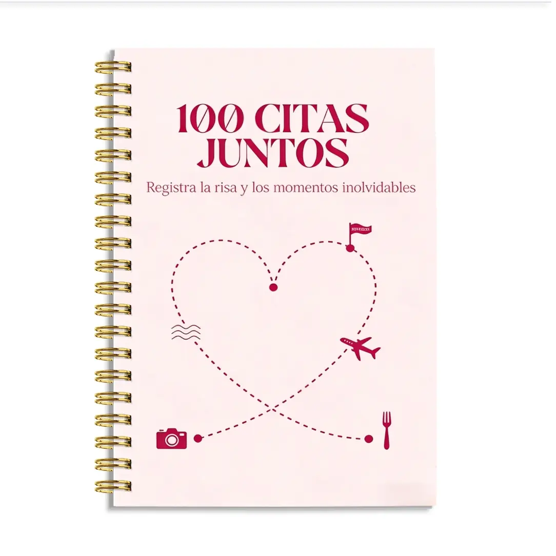 Spiral notebook journal, Journaling Notebooks, Journals for writing, couples' dating handbook, 100 heartbeat moments diary, Spanish, supports photo attachment, interactive notebook to promote communication, for Valentine's Day, anniversary