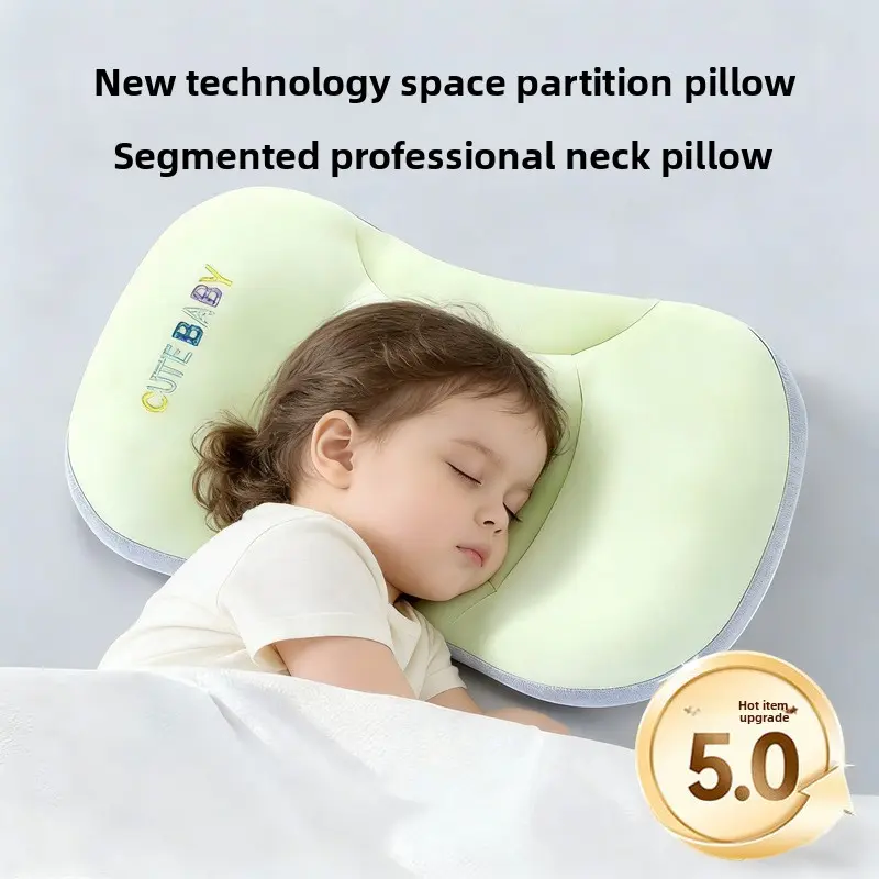 Langkes Premium Baby Toddler Pillow Cooling Infant Neck Pillow for 6 Months to 8 Years Old Kids Ergonomic Segmented Cervical Support Pillow Breathable Nursery Pillow Space Partition for All Seasons New Technology