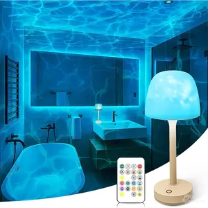 Aurora Ocean Wave Water Ripple Desk Lamp 16-Color Ambient Light with Remote Control Perfect for Relaxation Romantic Night Ambience in Bedroom Living Room Study Home Ideal Gift for Holidays Birthdays