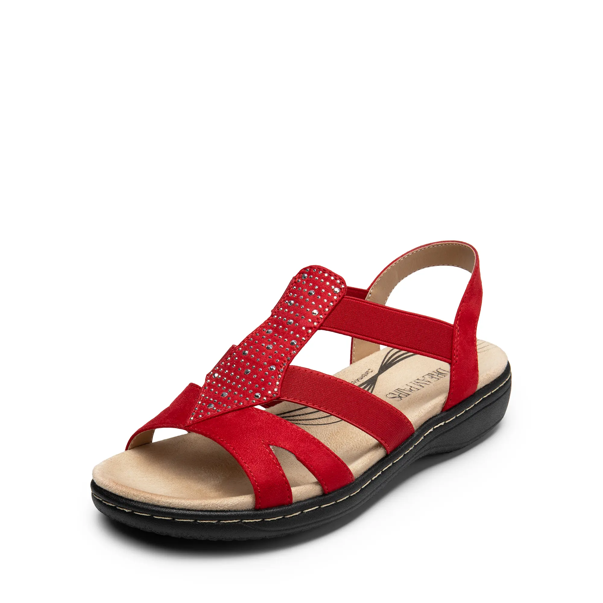 DREAM PAIRS Women's Arch Support Rhinestone Design Sandals - Elastic Open Toe Garden & Daily Casual Comfy Summer Footwear, Garden Sandals, Casual Comfy Sandals